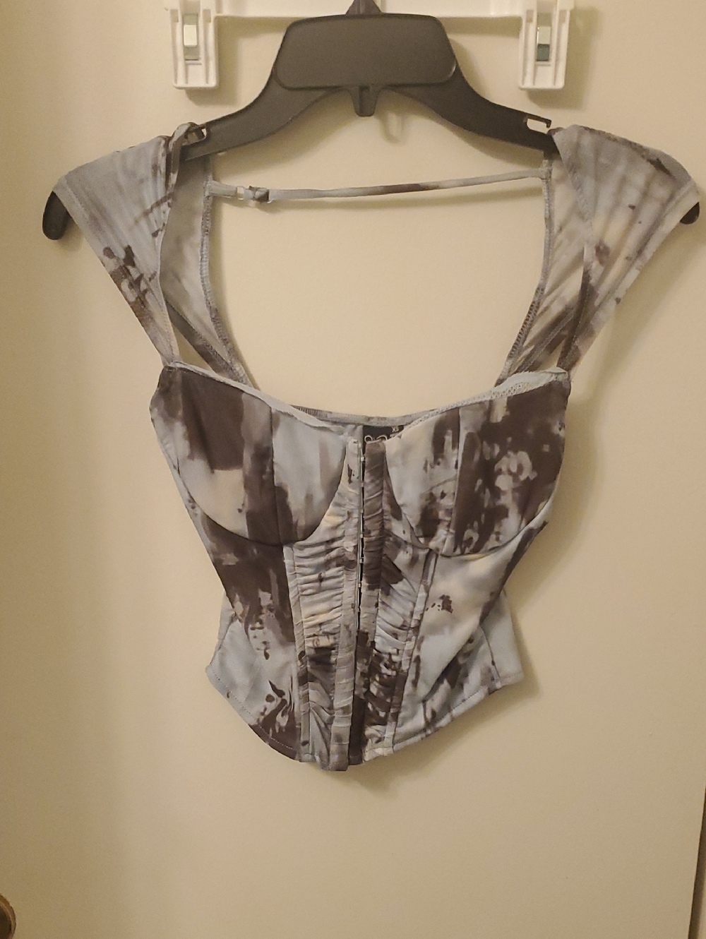 Windsor Light Blue and Charcoal Tie-Dye Corset  Top